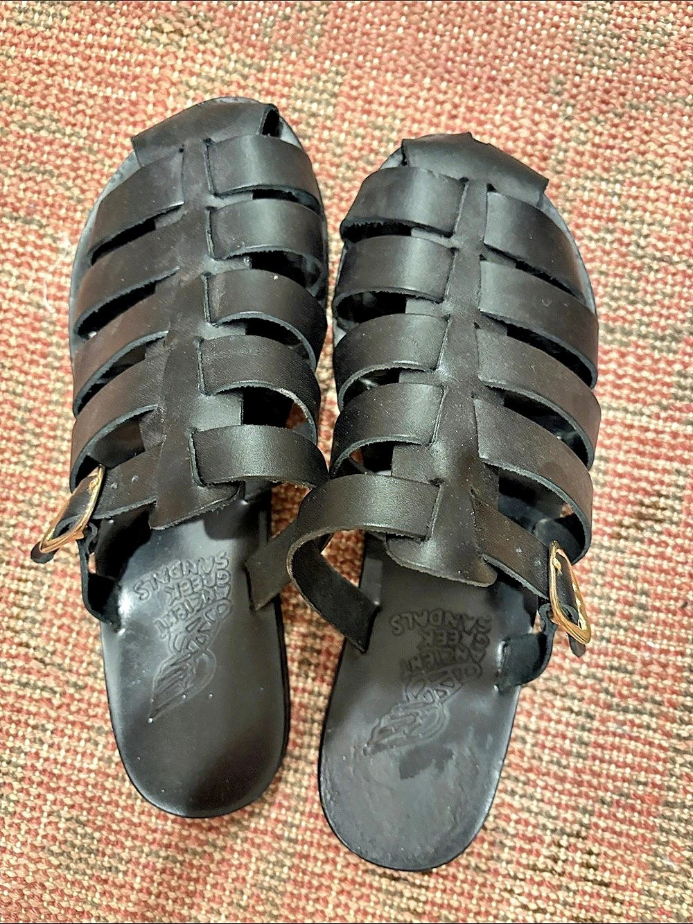 Ancient Greek Black Strappy Sandals
